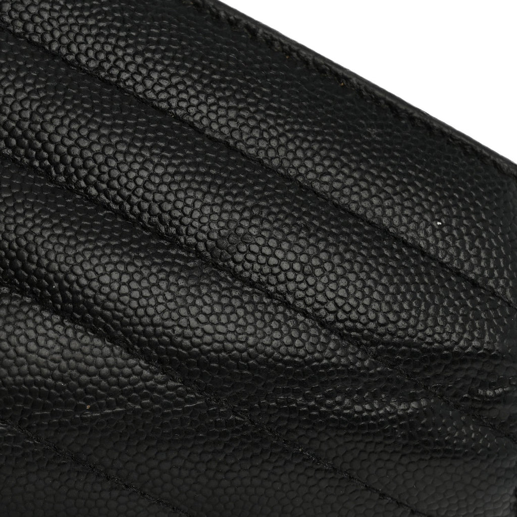 Grain De Poudre Matelasse Chevron Monogram Flap Wallet Black