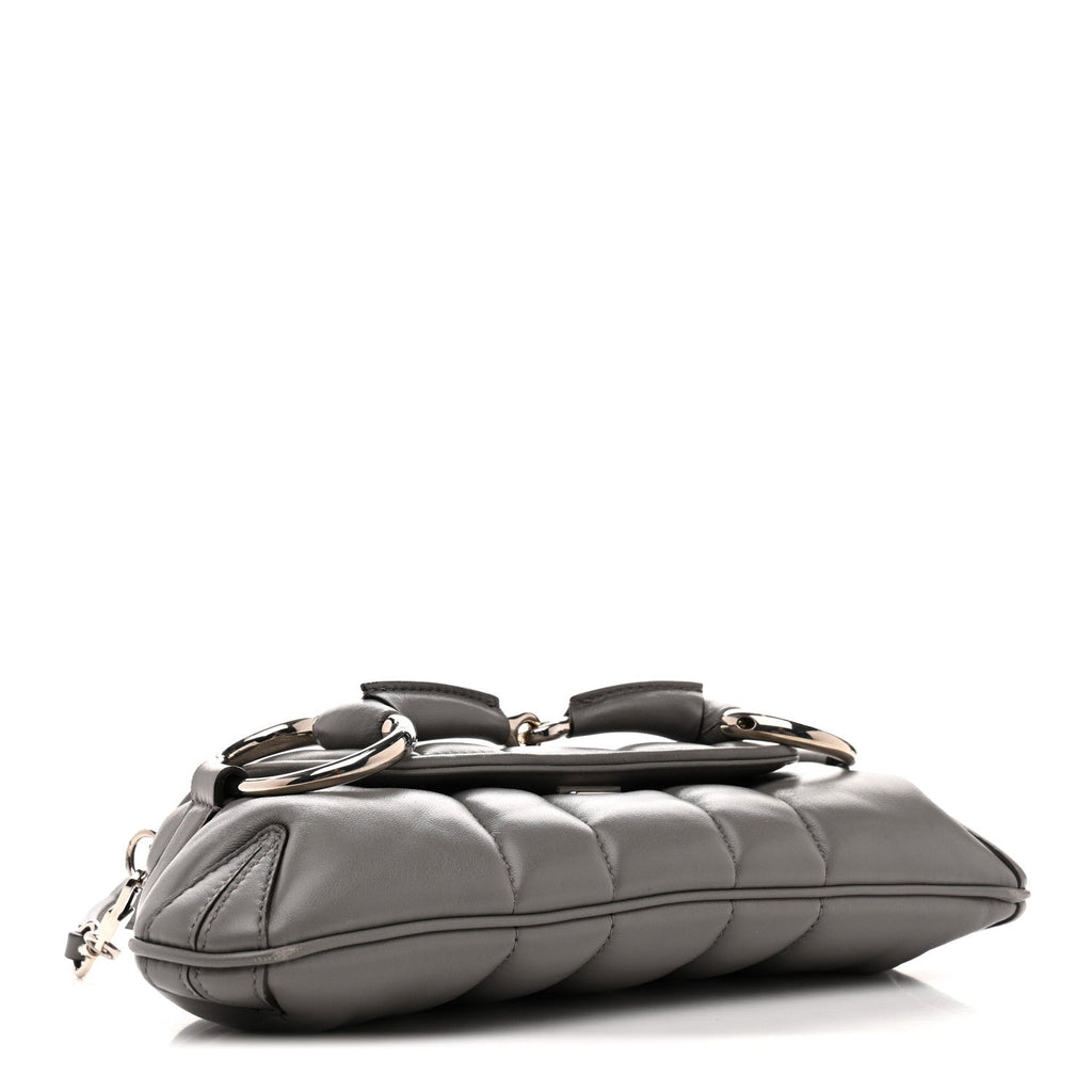 Nappa Vertical Matelasse Small Maxi Horsebit Chain Shoulder Bag Gray
