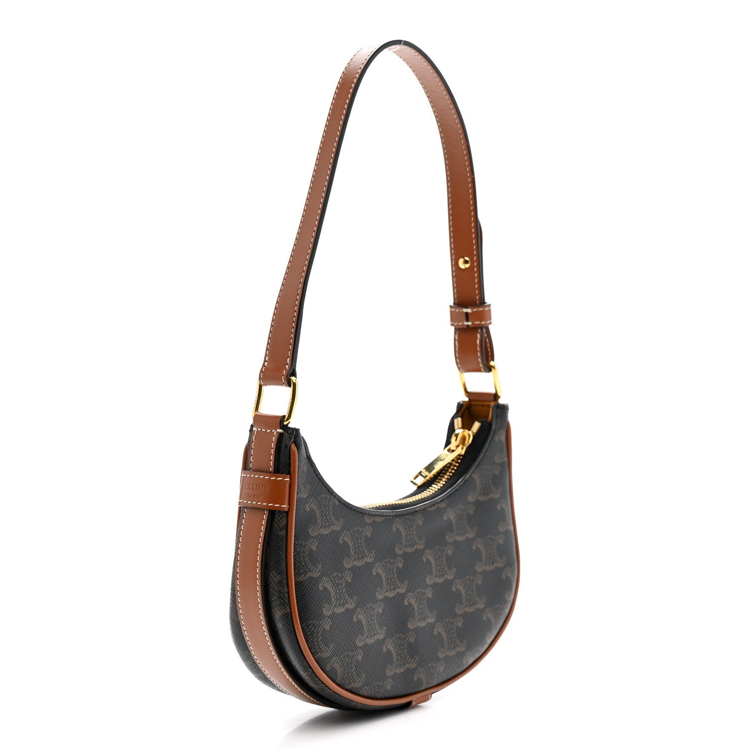 Canvas Calfskin Mini Ava Triomphe Shoulder Bag Tan