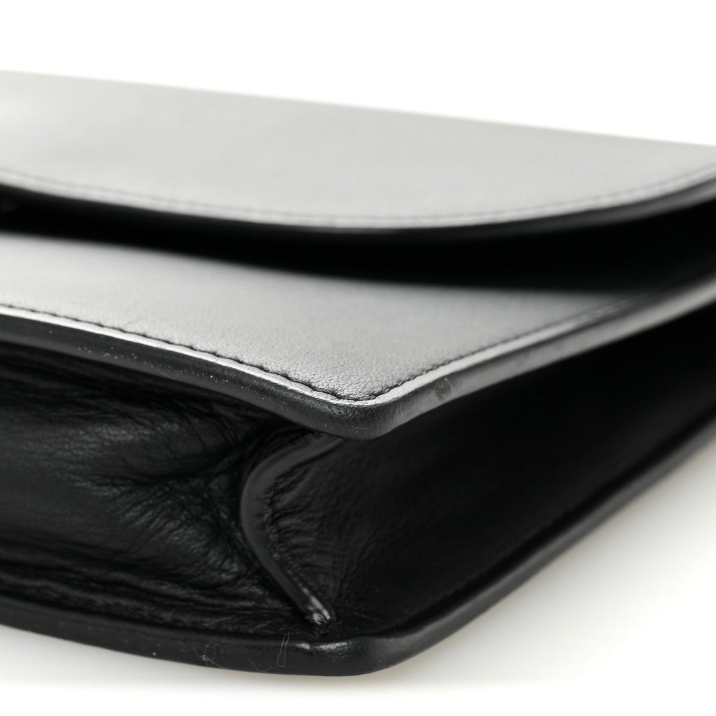 Ultra Matte Calfskin Saddle Chain Pouch Black