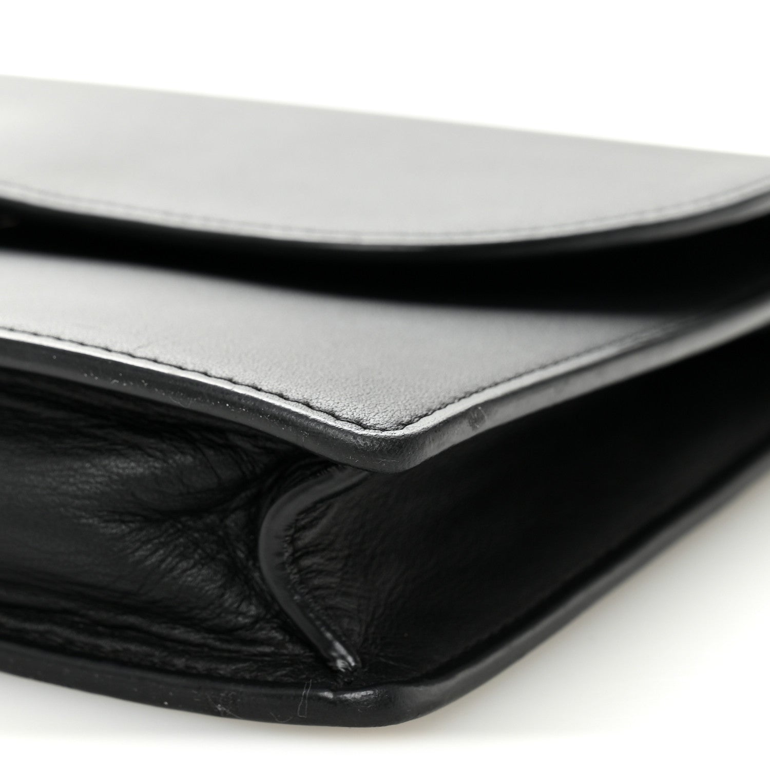Ultra Matte Calfskin Saddle Chain Pouch Black