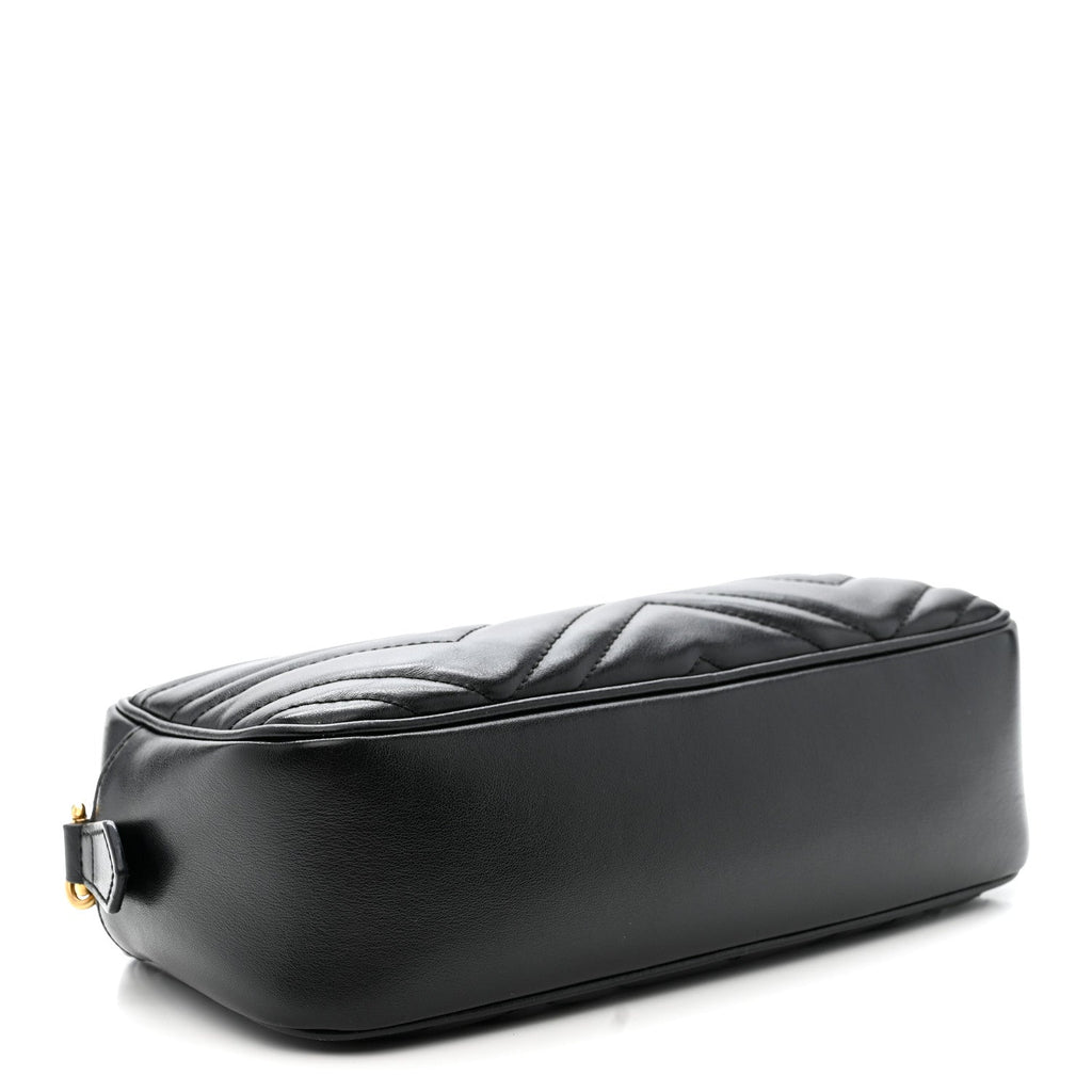 Calfskin Matelasse Small GG Marmont Chain Shoulder Bag Black