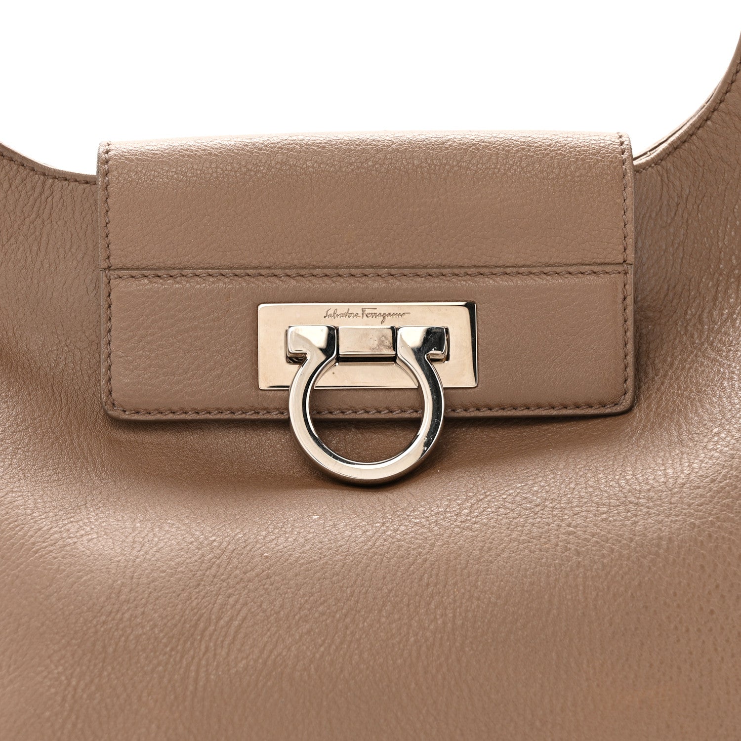 Calfskin Fanisa Gancini Large Hobo Beige