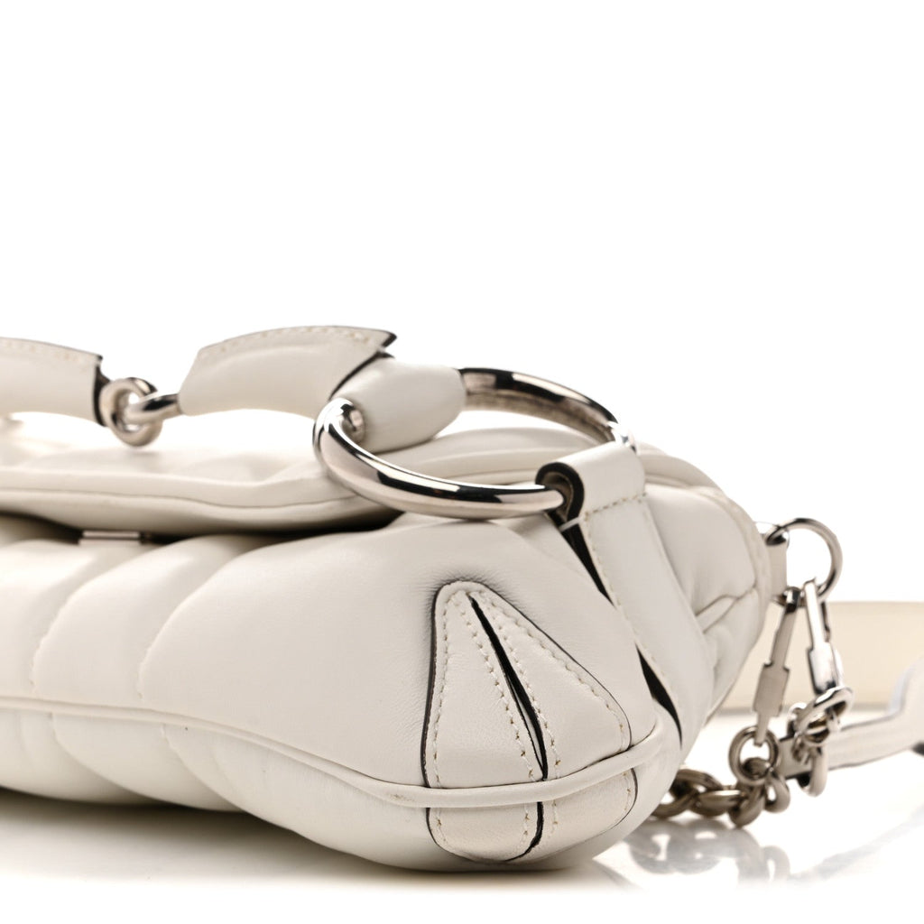 Nappa Vertical Matelasse Small Maxi Horsebit Chain Shoulder Bag Great White