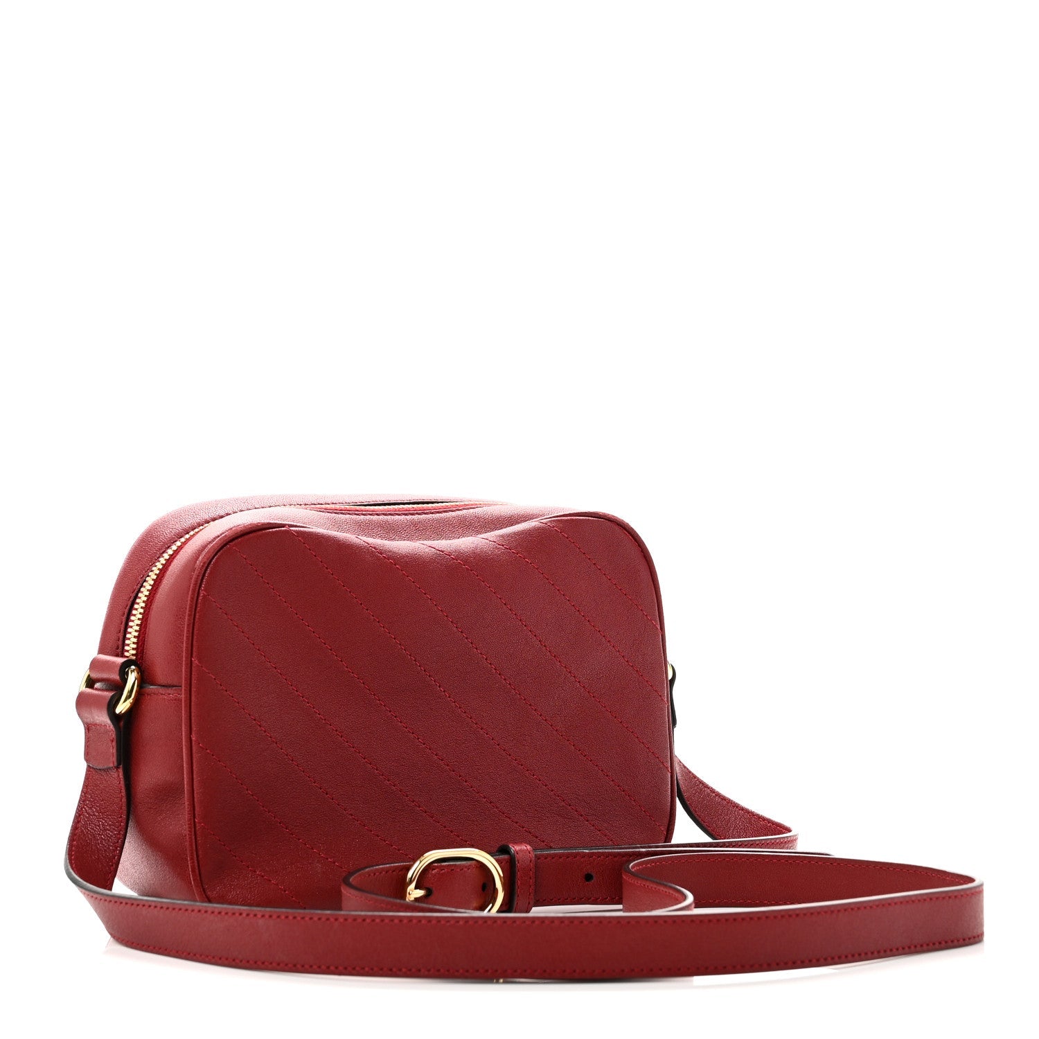 Sakai Be Green Calfskin Diagonal Stitched Small Blondie Shoulder Bag Rosso