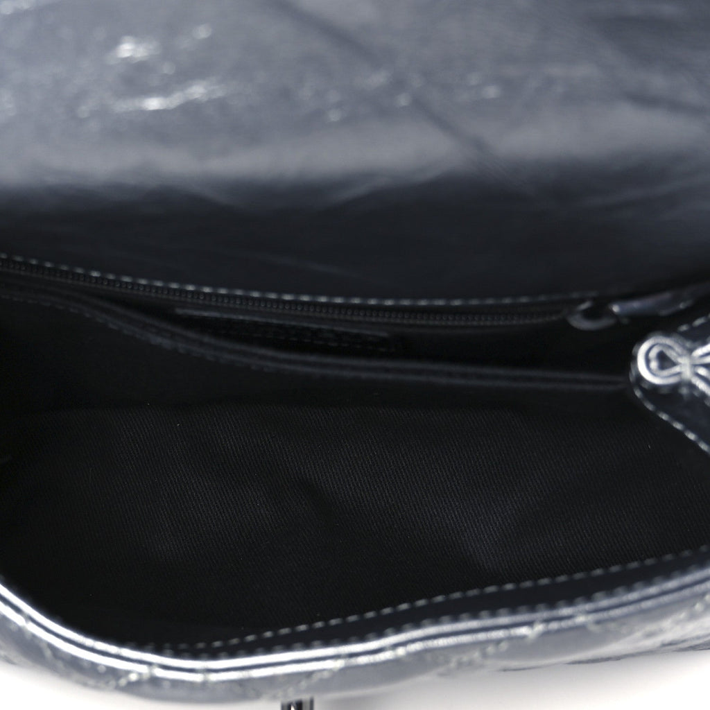 Metallic Aged Calfskin Quilted Mini Coco Handle Flap Charcoal