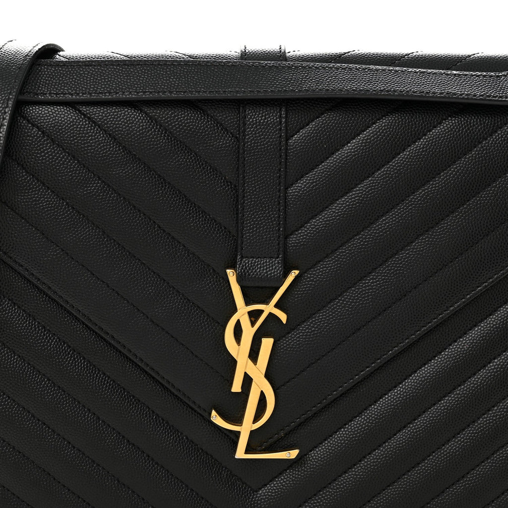 Grain De Poudre Matelasse Chevron Large Monogram Satchel Black