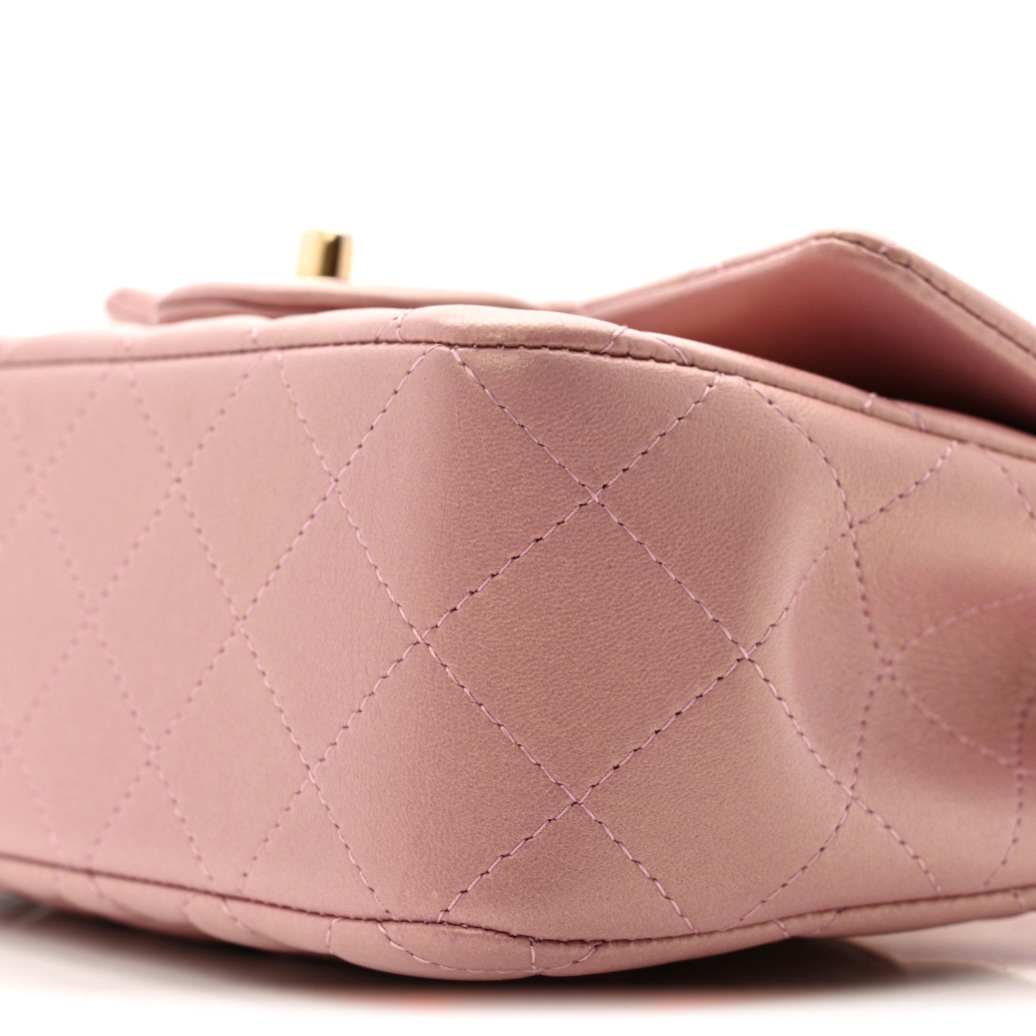 Iridescent Lambskin Quilted Mini Top Handle Rectangular Flap Pink