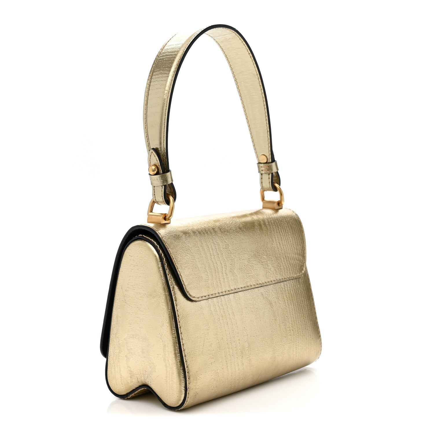 Calfskin Gravity Twist Shoulder Bag PM Gold