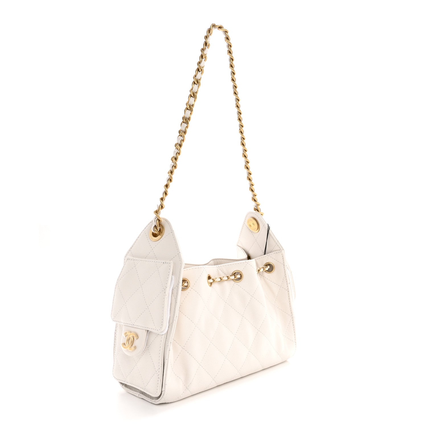 Caviar Quilted Mini Chanel 25 Handbag White