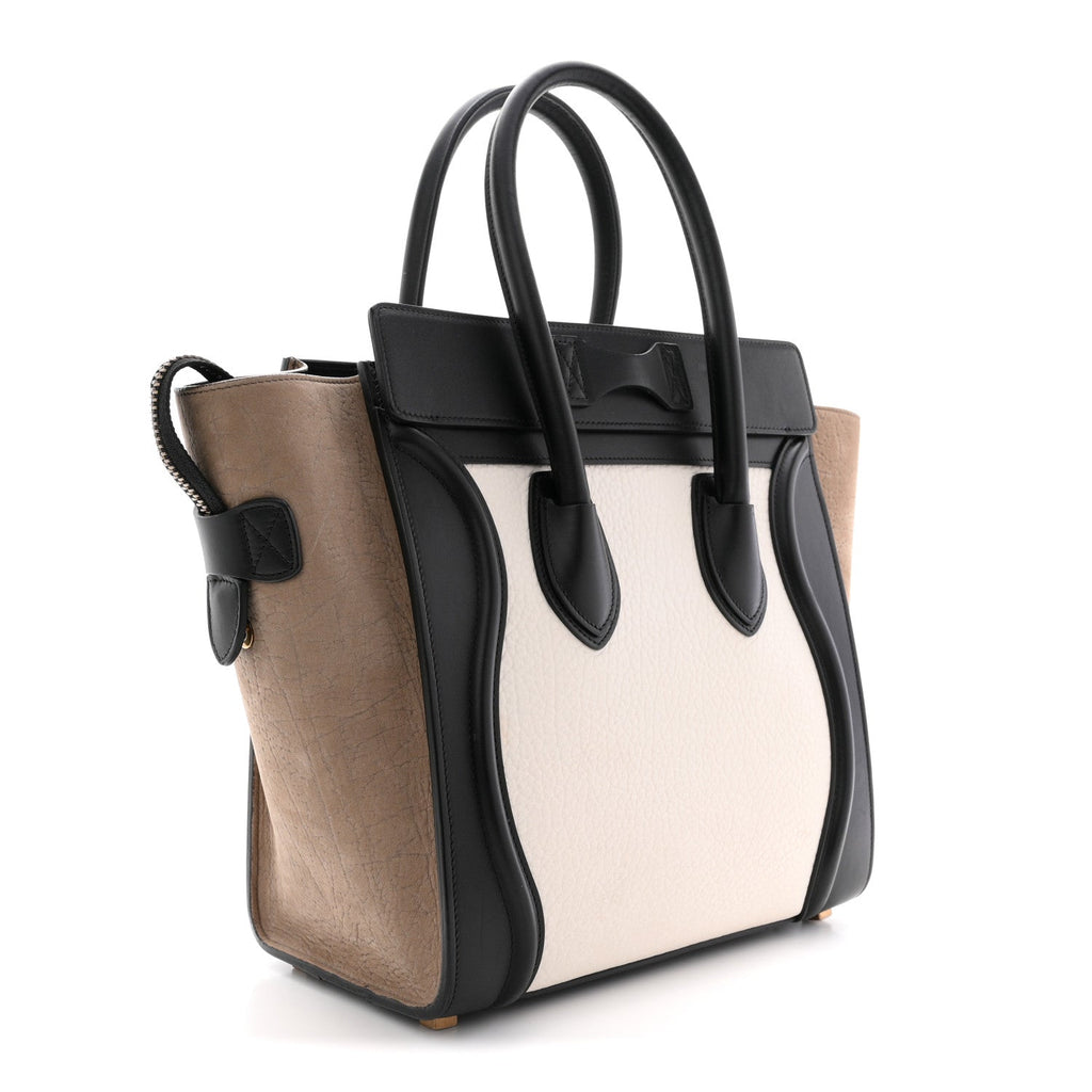 Bullhide Calfskin Nubuck Micro Tri-Color Luggage White Khaki