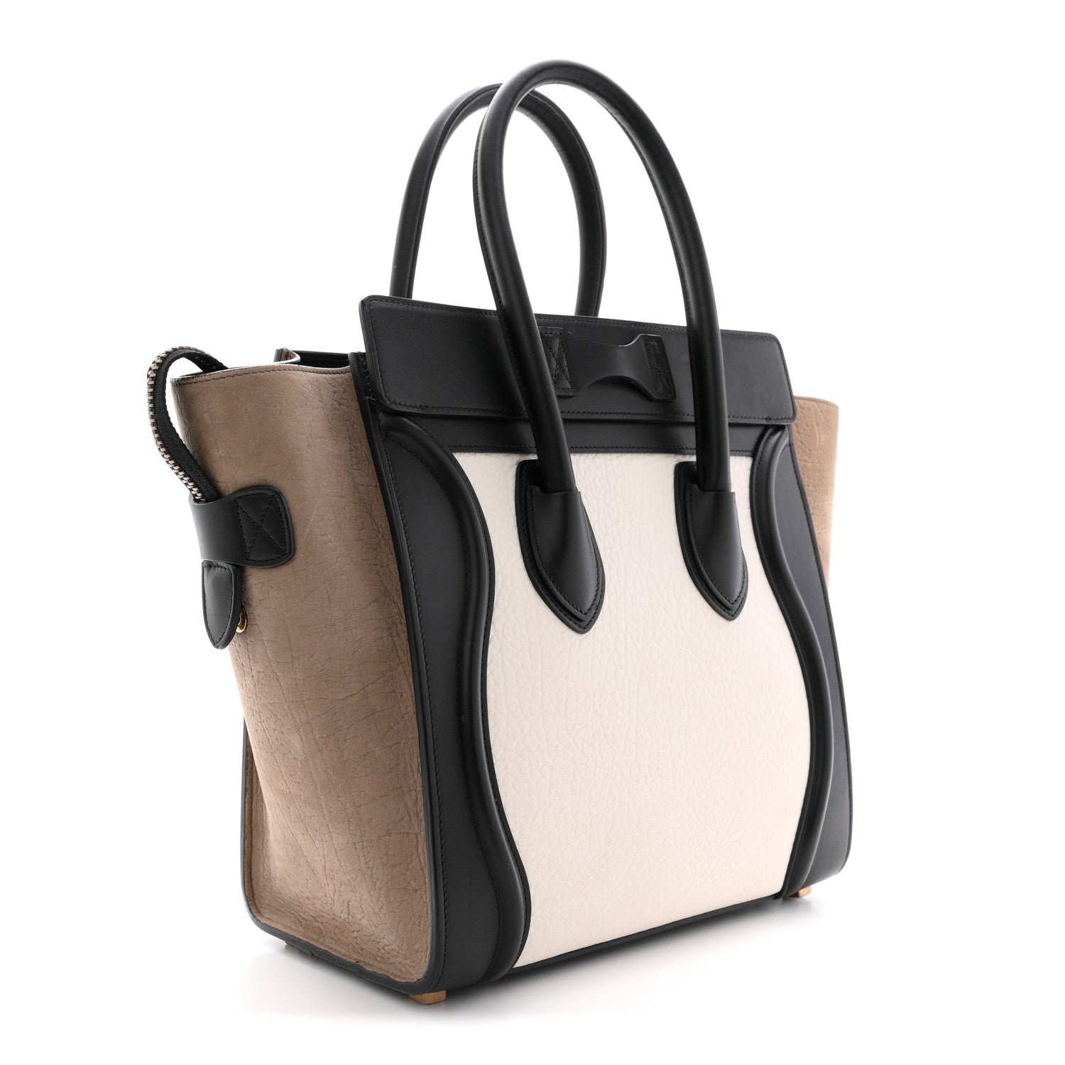 Bullhide Calfskin Nubuck Micro Tri-Color Luggage White Khaki