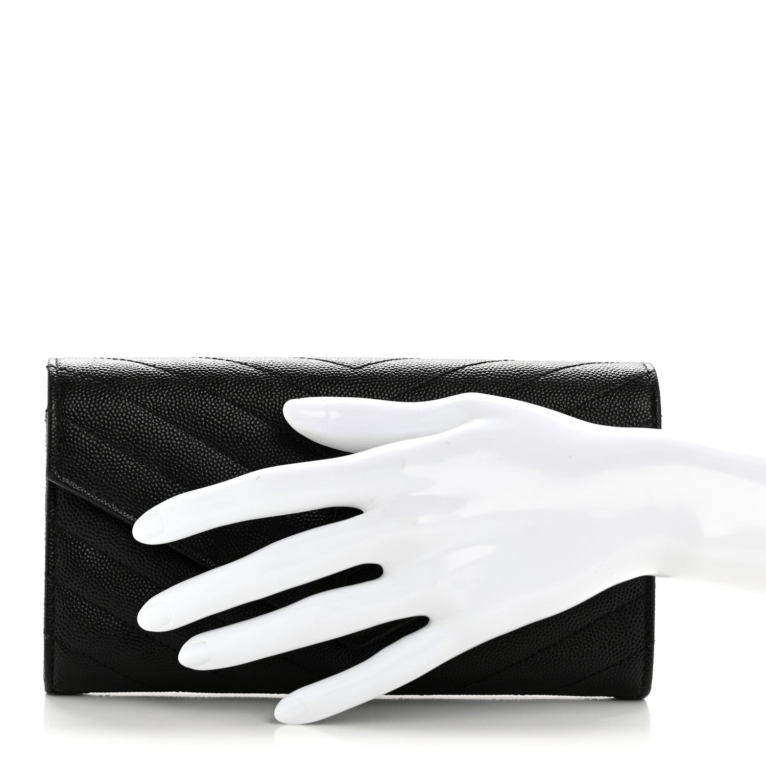 Grain De Poudre Matelasse Chevron Monogram Flap Wallet Black