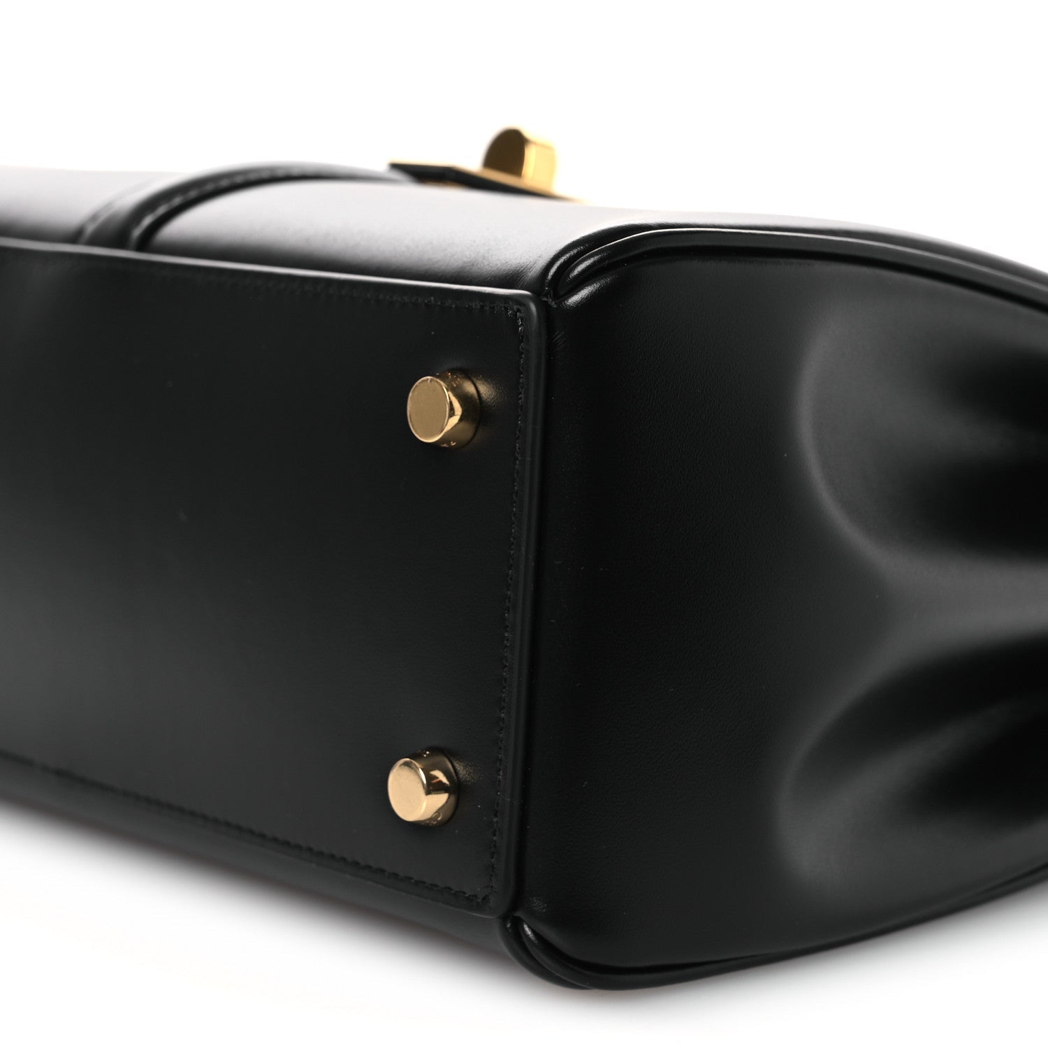 Satinated Calfskin Small 16 Top Handle Bag Black