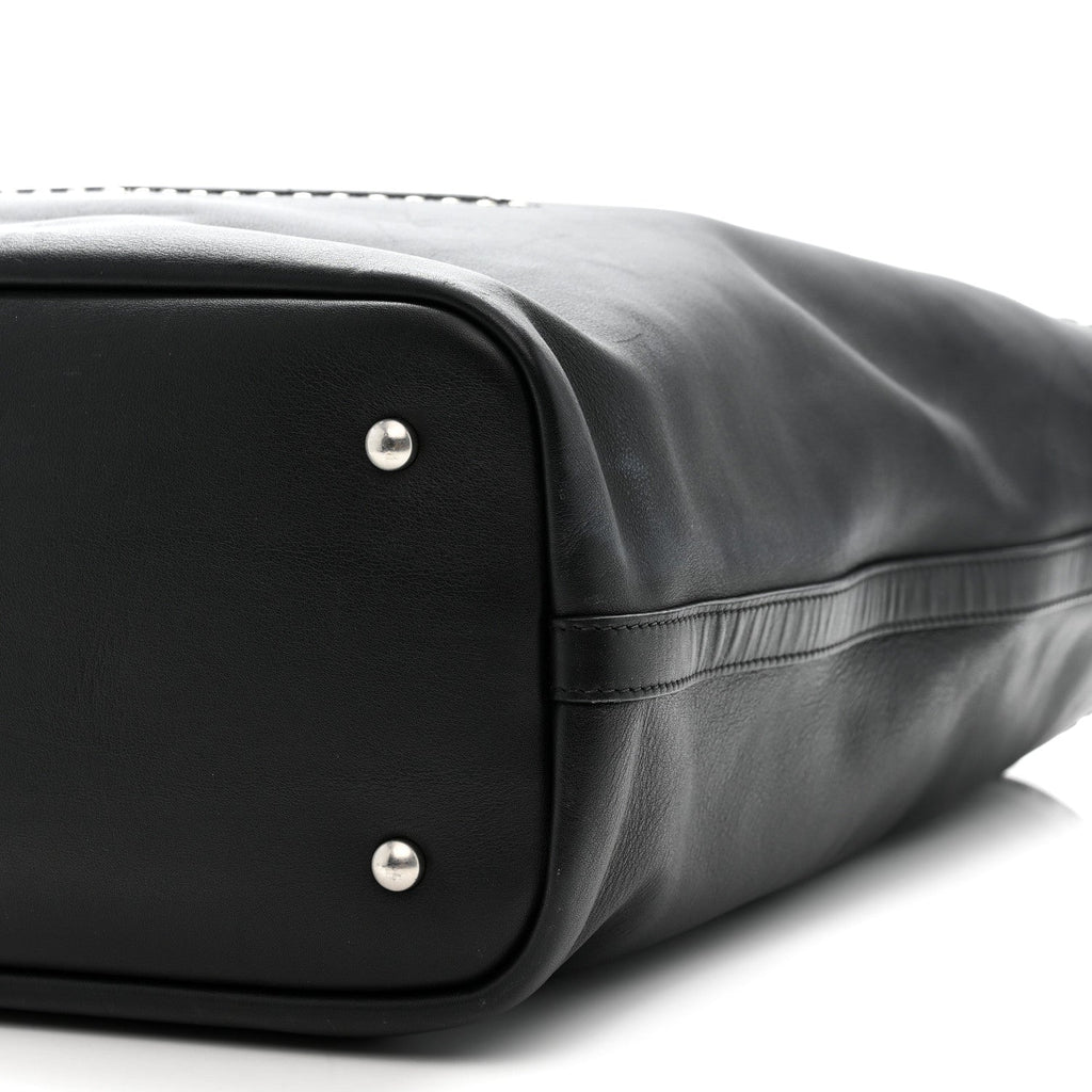 Calfskin Large Coco Eyelets Shopping Tote Black