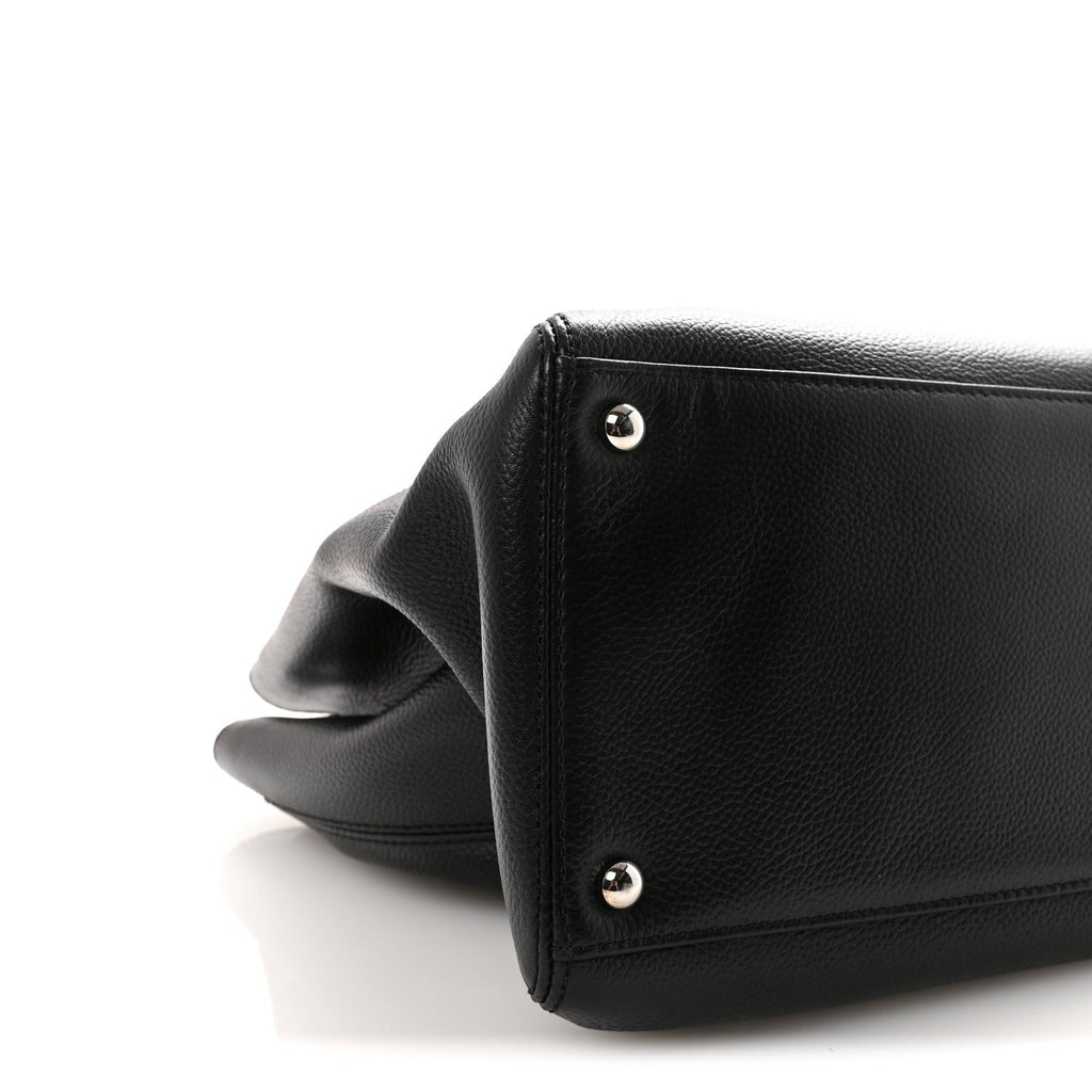 Calfskin Cerf Executive Shopper Tote Black