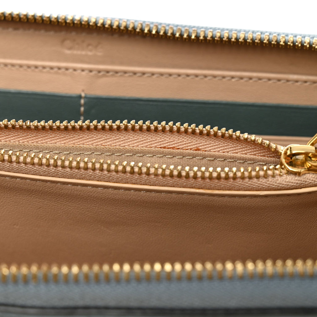Grained Calfskin Alphabet Long Zip Around Wallet Cloudy Blue