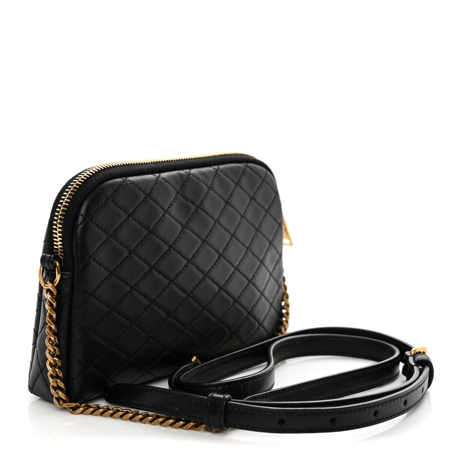 Lambskin Quilted Gaby Zipped Pouch Black