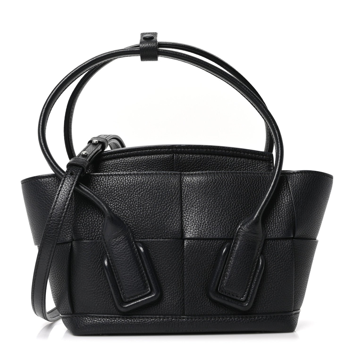 Grained Calfskin Mini Maxi Intrecciato Arco 33 Black