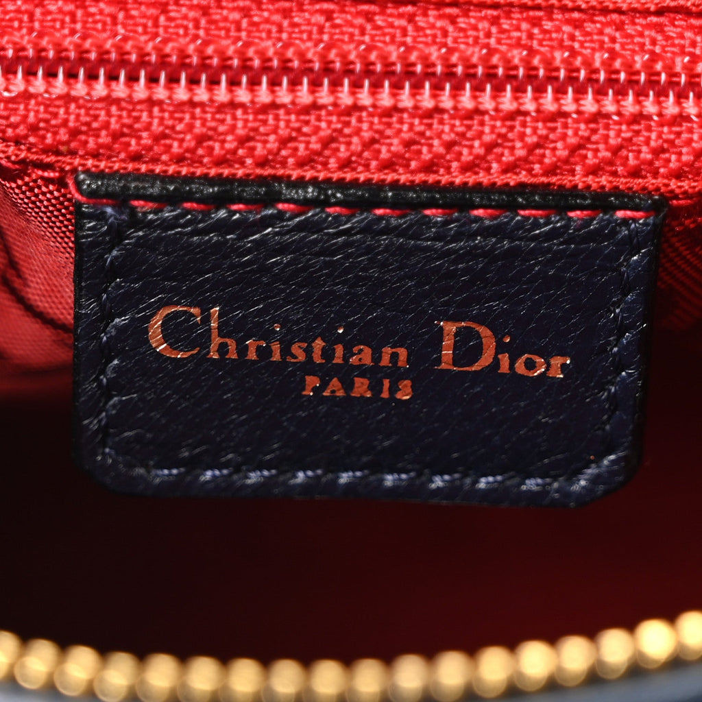 Lambskin Cannage Medium Lady Dior Navy Blue
