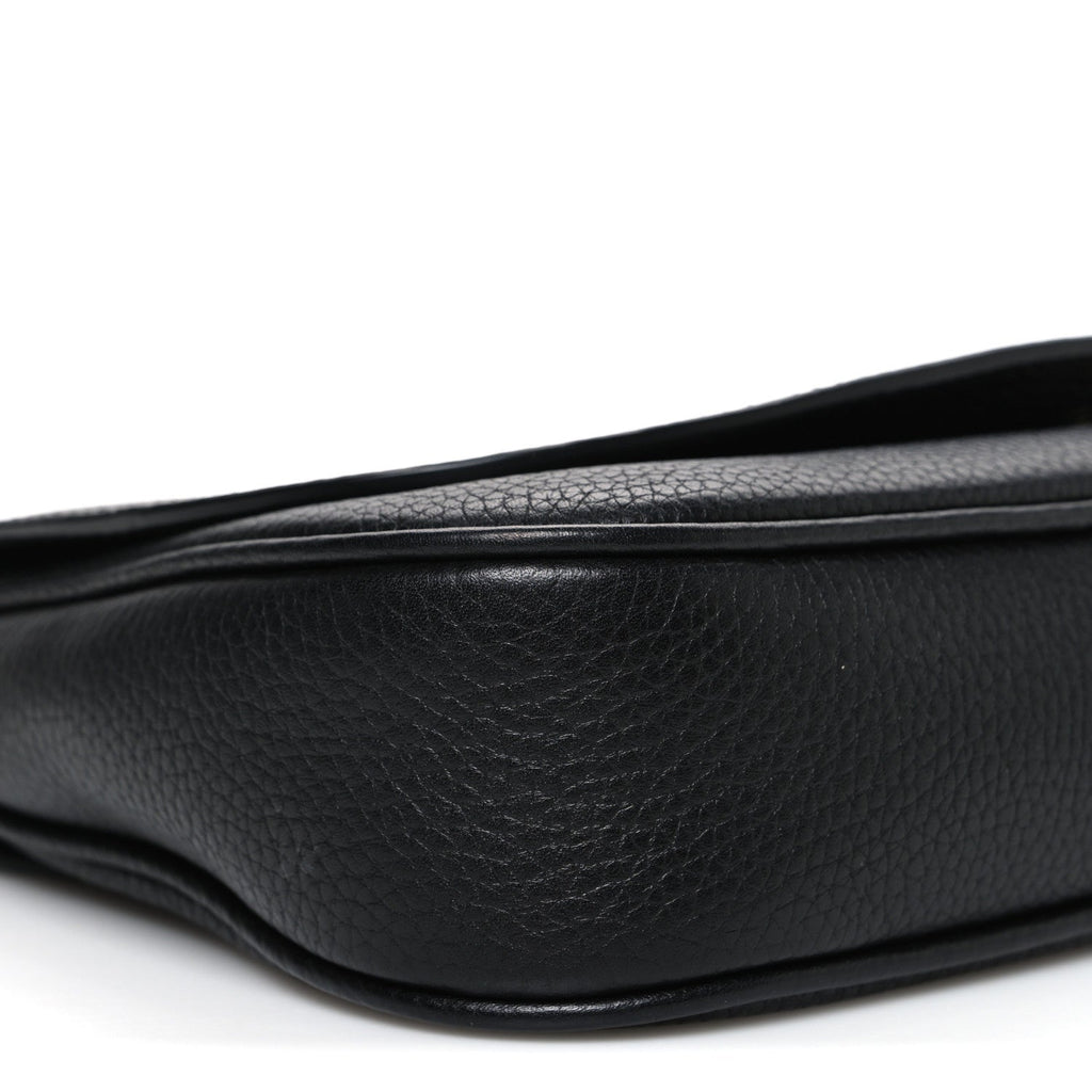 Pebbled Calfskin Medium Soho Flap Crossbody Black