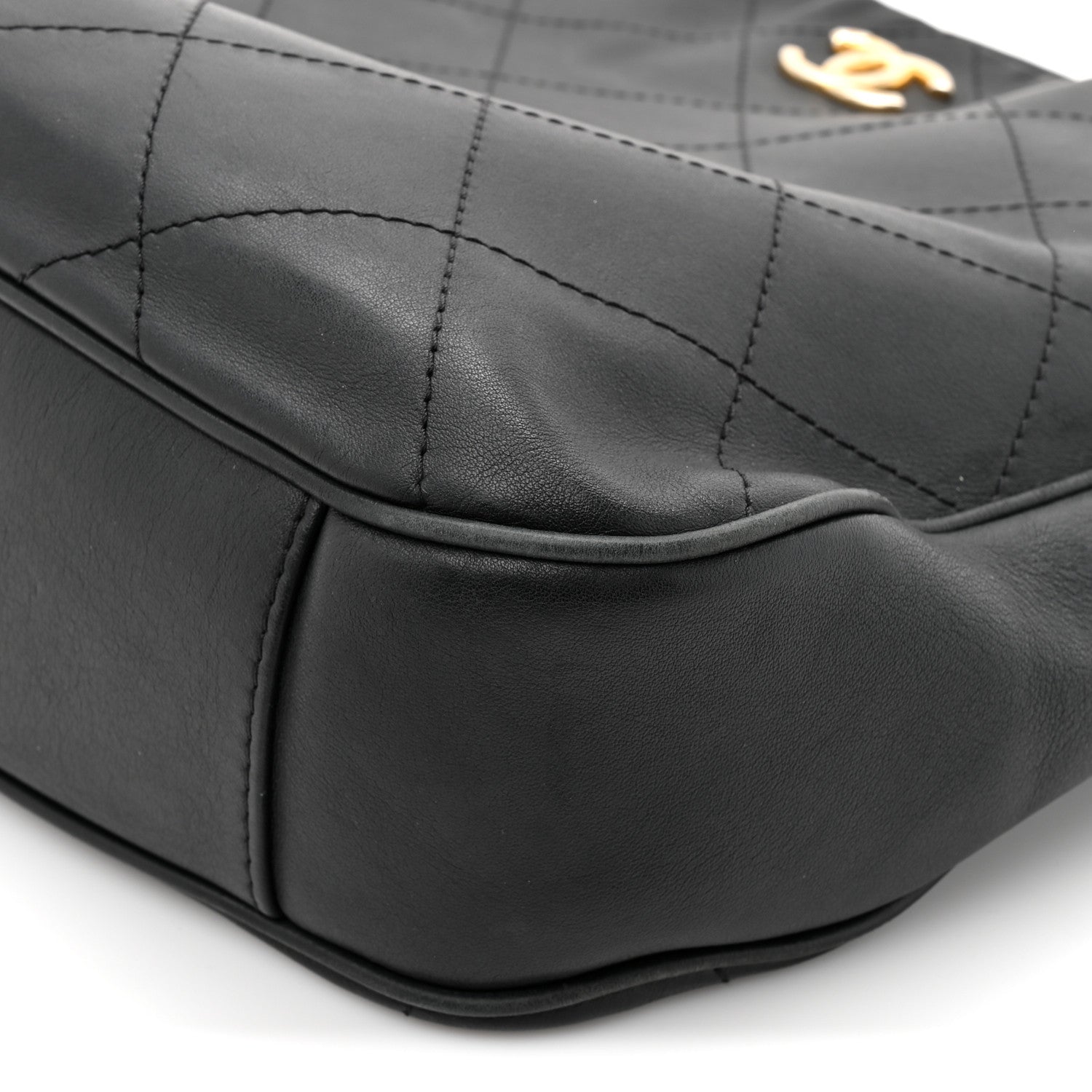 Calfskin Stitched Hobo Black