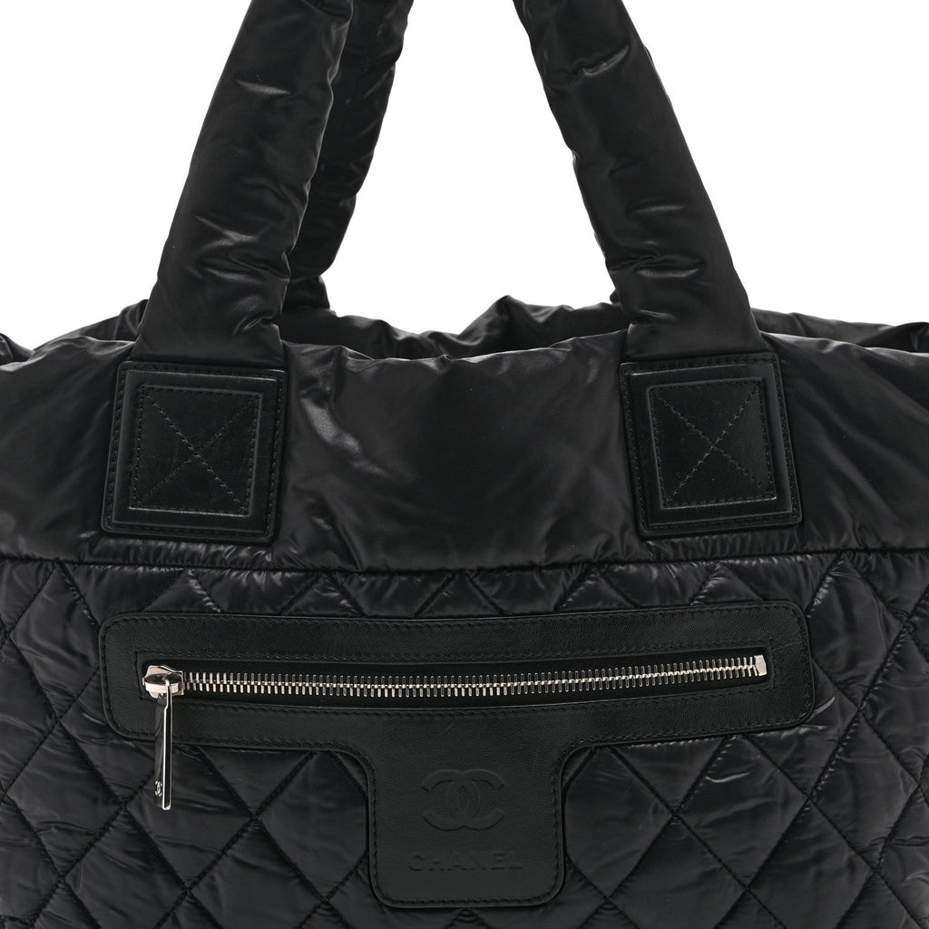 Nylon Quilted Small Coco Cocoon Tote Black
