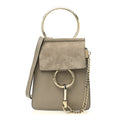 Suede Calfskin Mini Faye Bracelet Bag Motty Grey