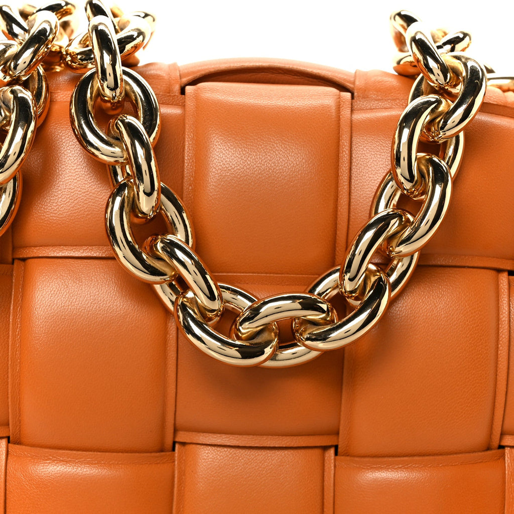 Lambskin Maxi Intreccio Padded Chain Cassette Crossbody Bag Clay