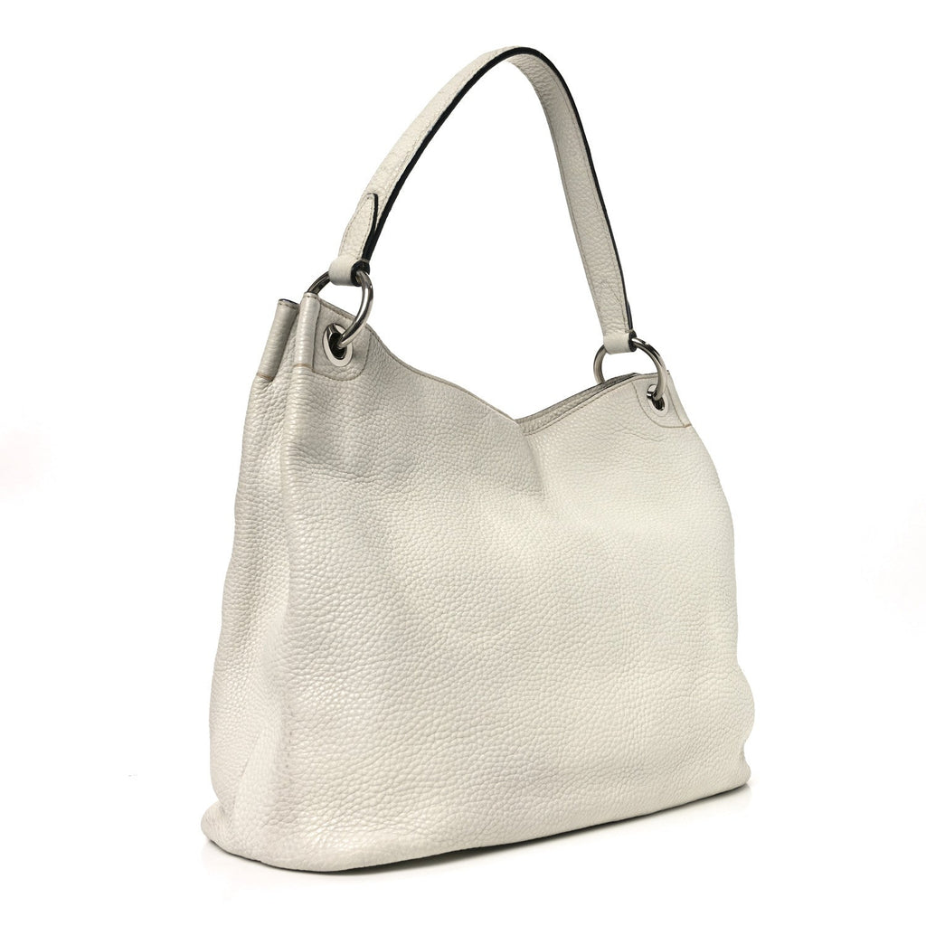 Vitello Daino Hobo Bag White