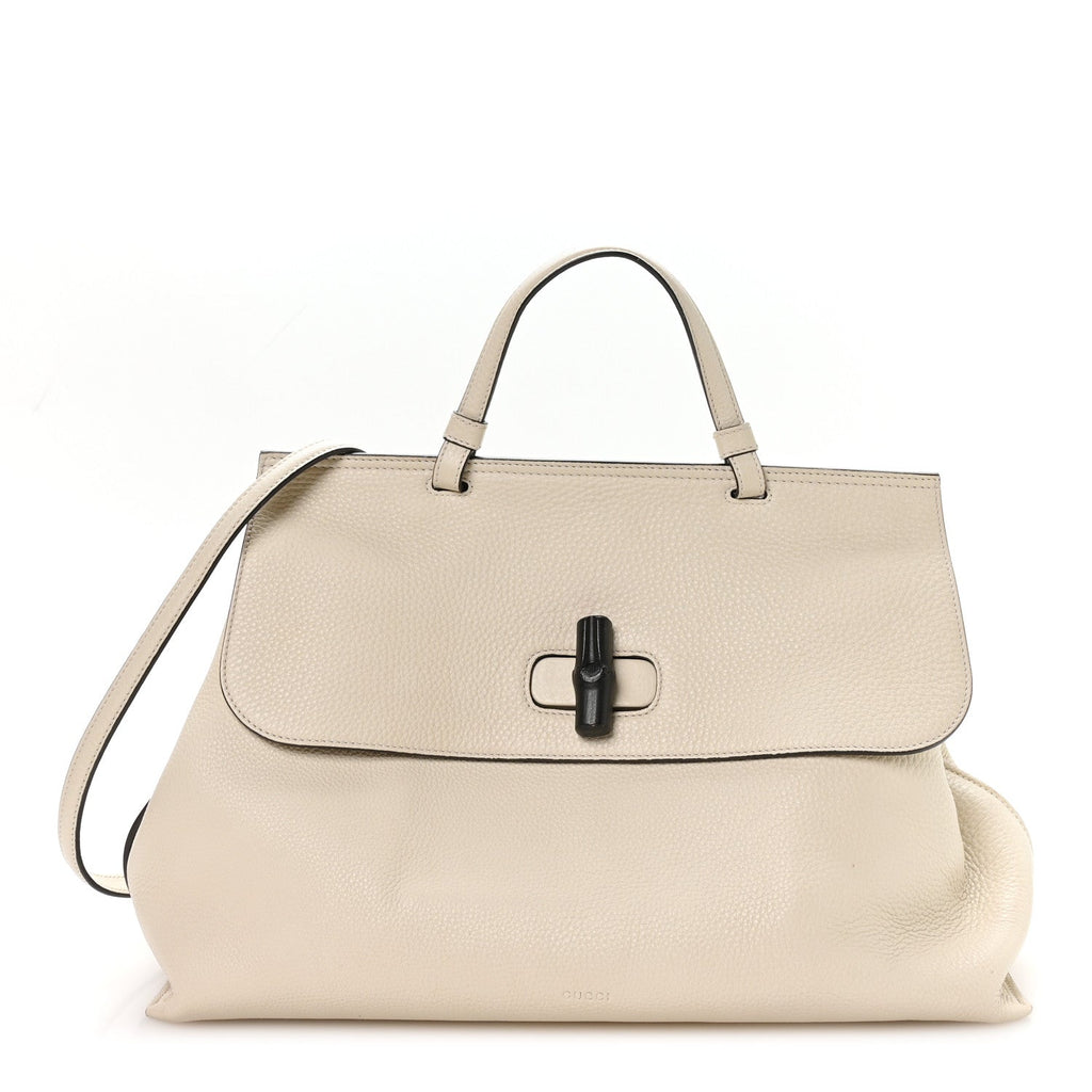Cellarius Calfskin Large Bamboo Daily Top Handle Bag Mystic White