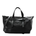 Grained Calfskin Rockstud Travel Tote Bag Black