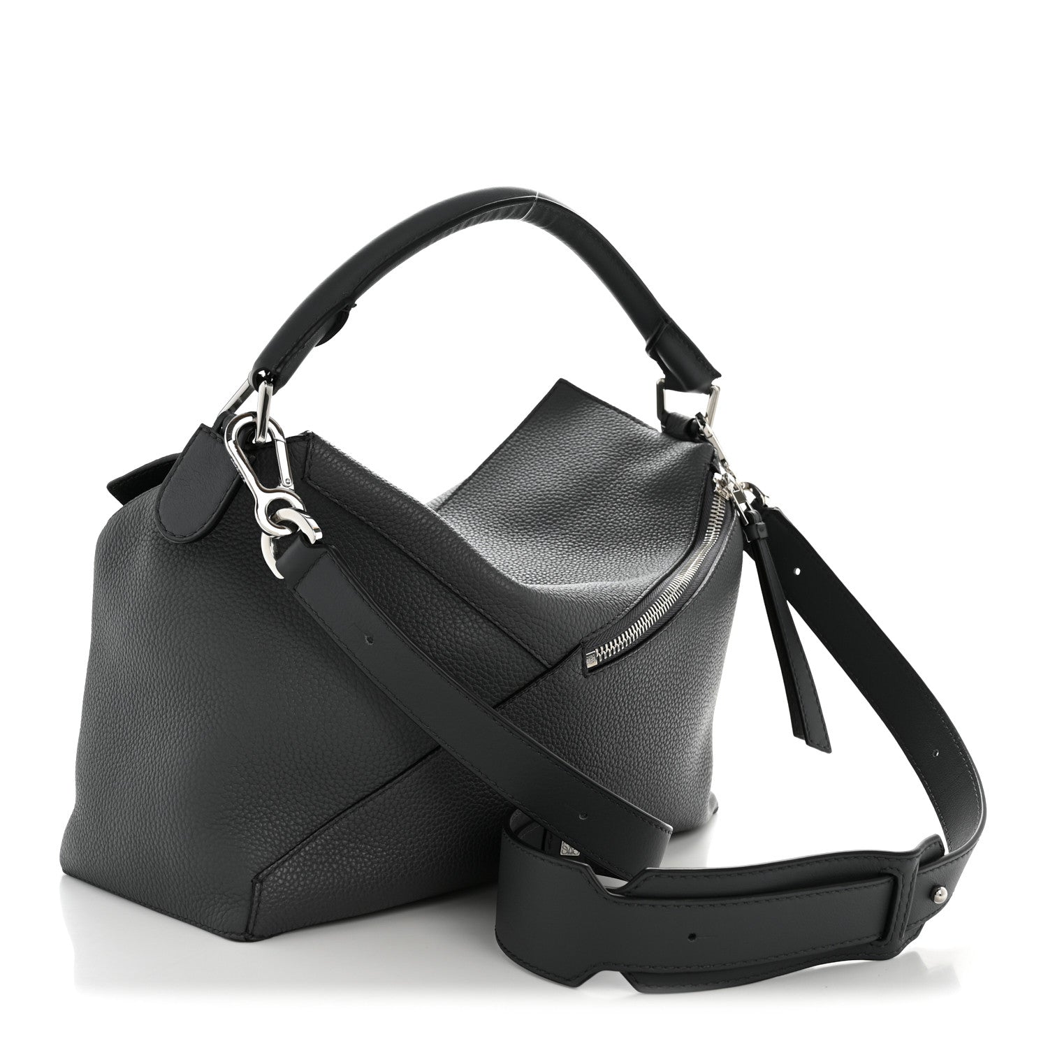 Grained Calfskin Large Puzzle Edge Bag Anthracite
