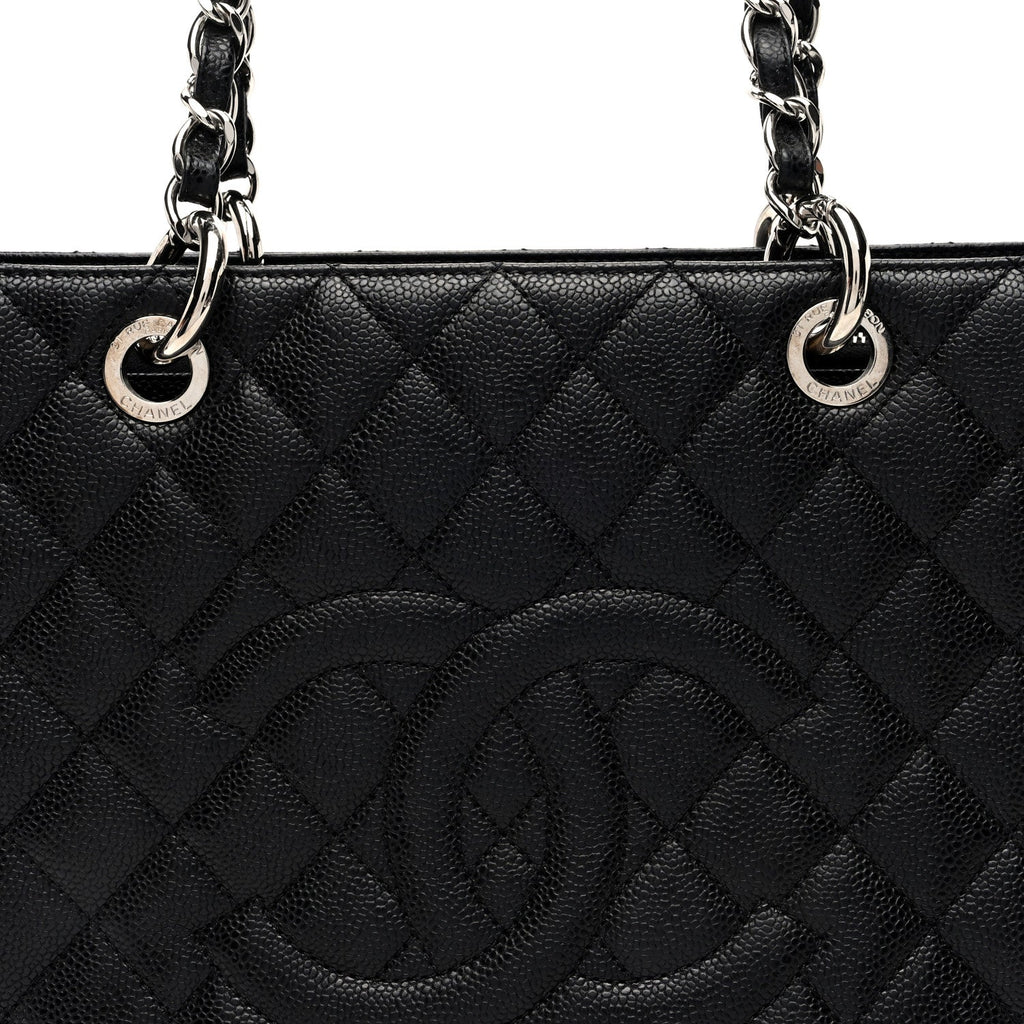 Caviar Quilted Grand Shopping Tote GST Black