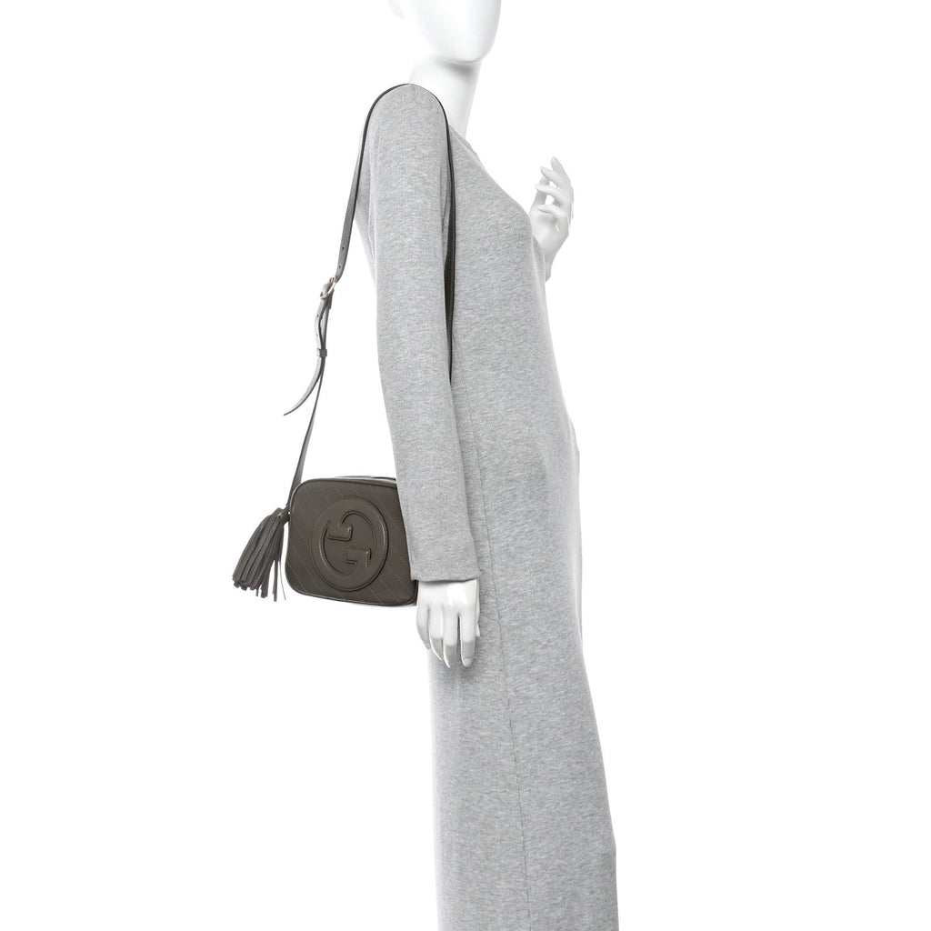 Sakai Be Green Calfskin Diagonal Stitched Small Blondie Shoulder Bag Craclet Brown