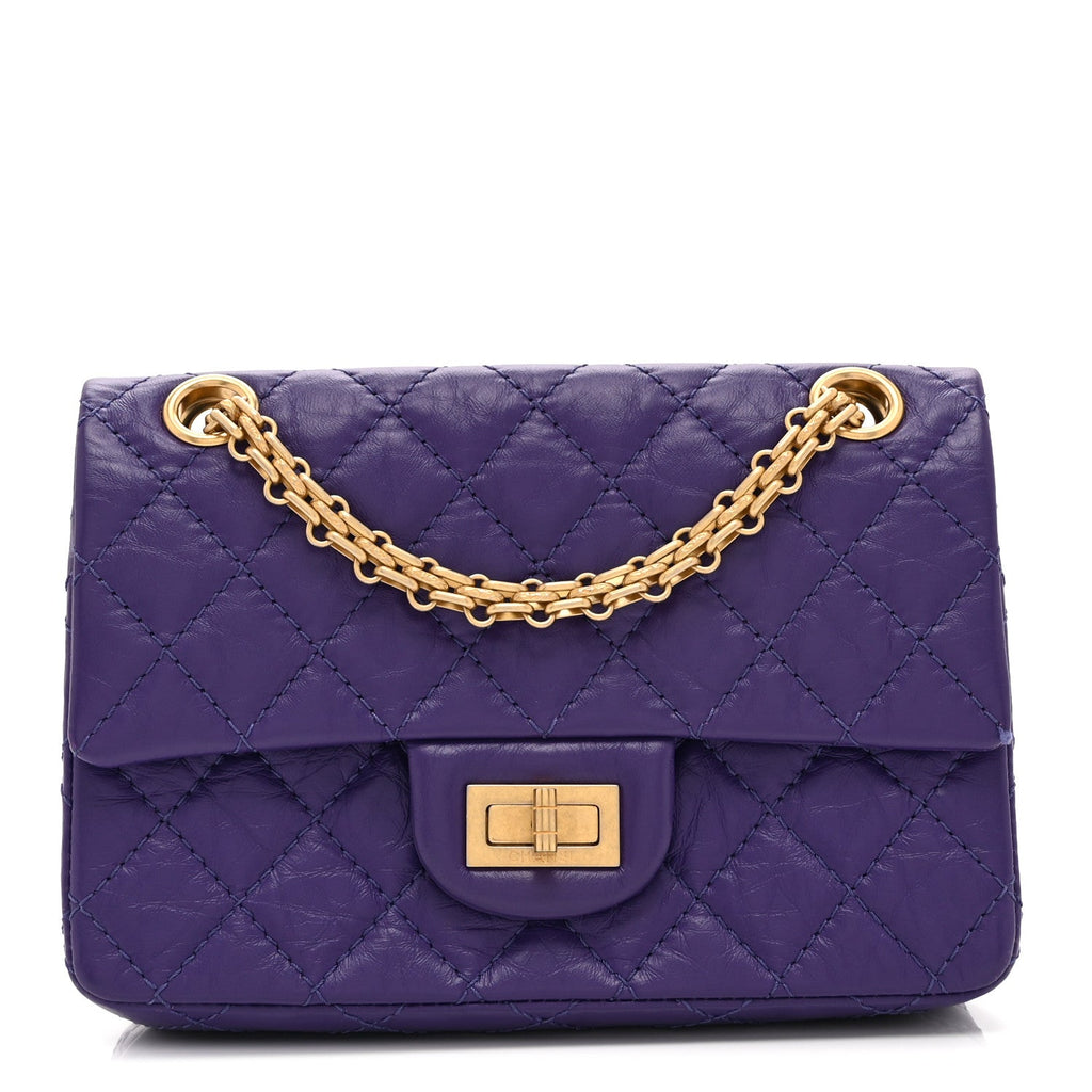 Aged Calfskin Quilted 2.55 Reissue Mini Flap Purple