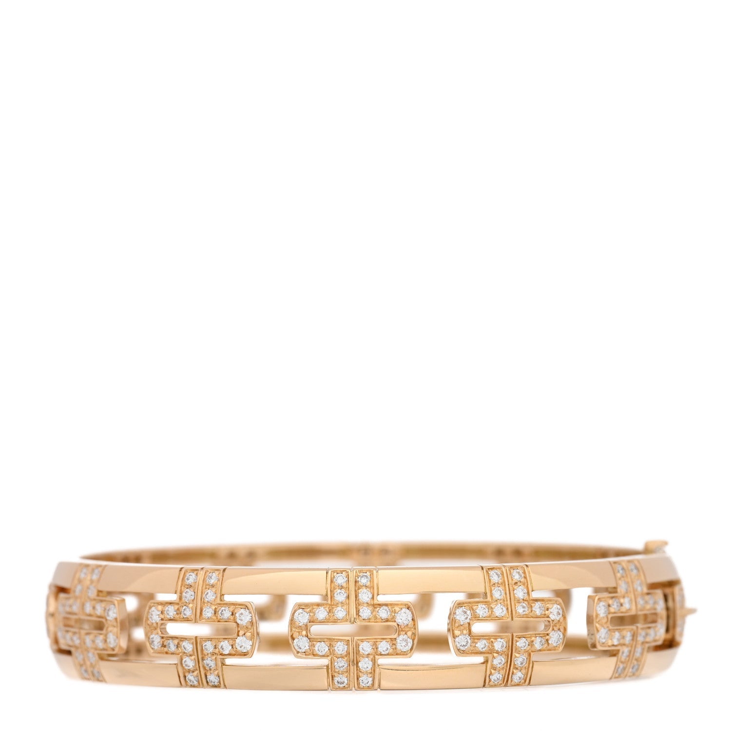 18K Yellow Gold Diamond Parentesi Bangle Bracelet