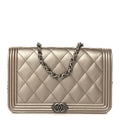 Metallic Caviar Quilted Boy Wallet On Chain WOC Copper