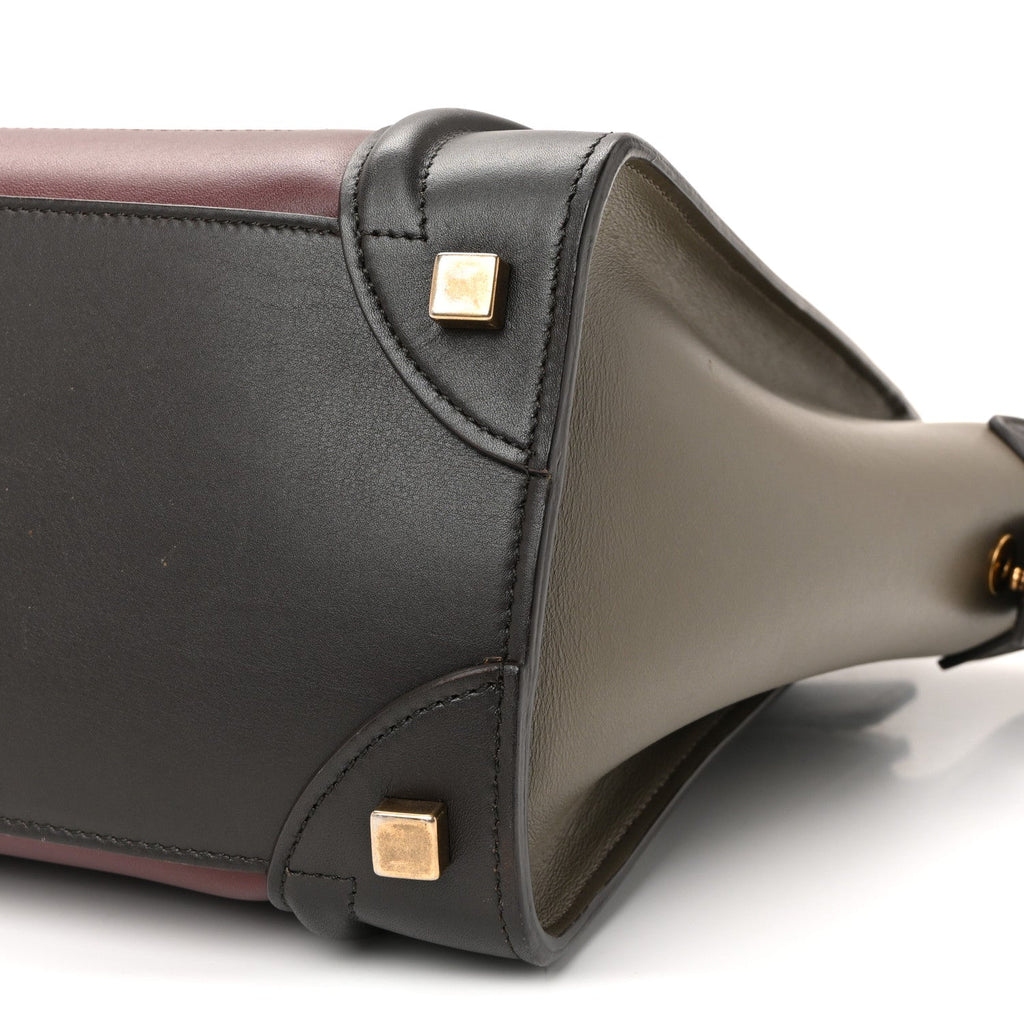Smooth Calfskin Nubuck Micro Tri-Color Luggage Burgundy