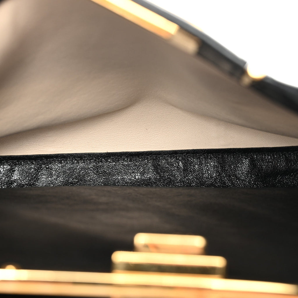 Agnello Old Shine Medium Peekaboo Iconic Satchel Black