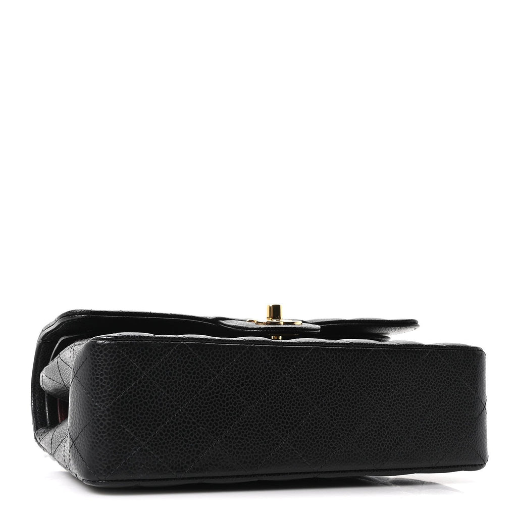 Caviar Quilted Small Double Flap Black