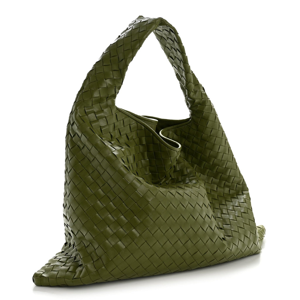 Calfskin Intrecciato Large Hop Matcha
