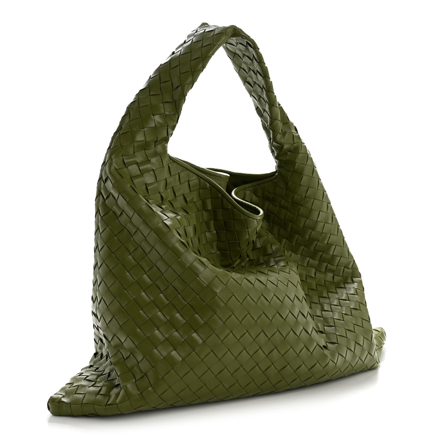 Calfskin Intrecciato Large Hop Matcha