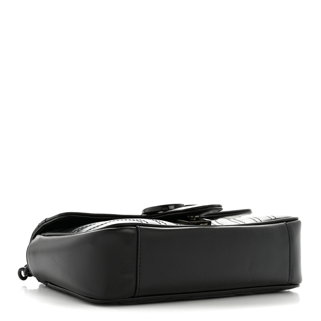 Calfskin Matelasse Monochrome Mini GG Marmont Shoulder Bag Black