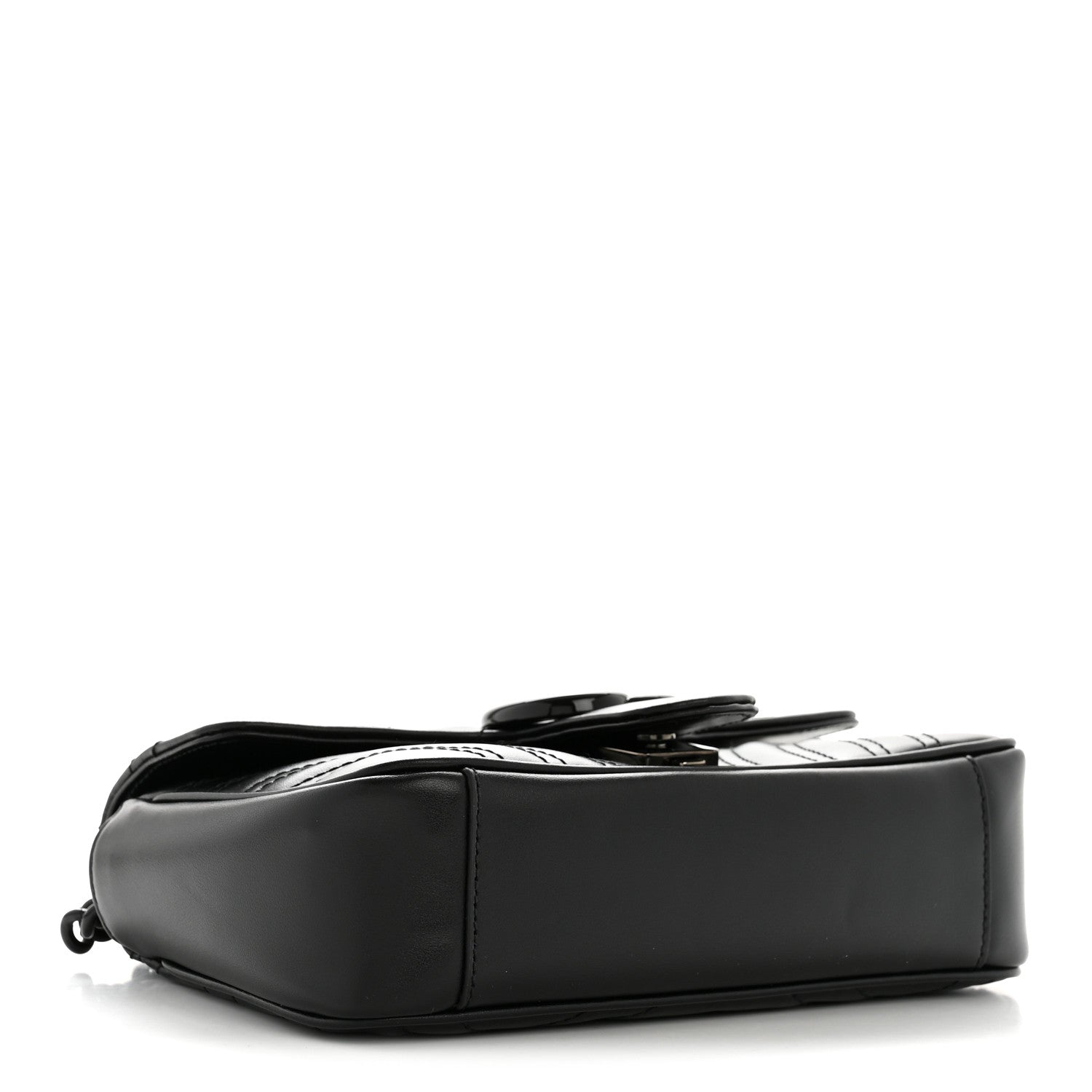 Calfskin Matelasse Monochrome Mini GG Marmont Shoulder Bag Black