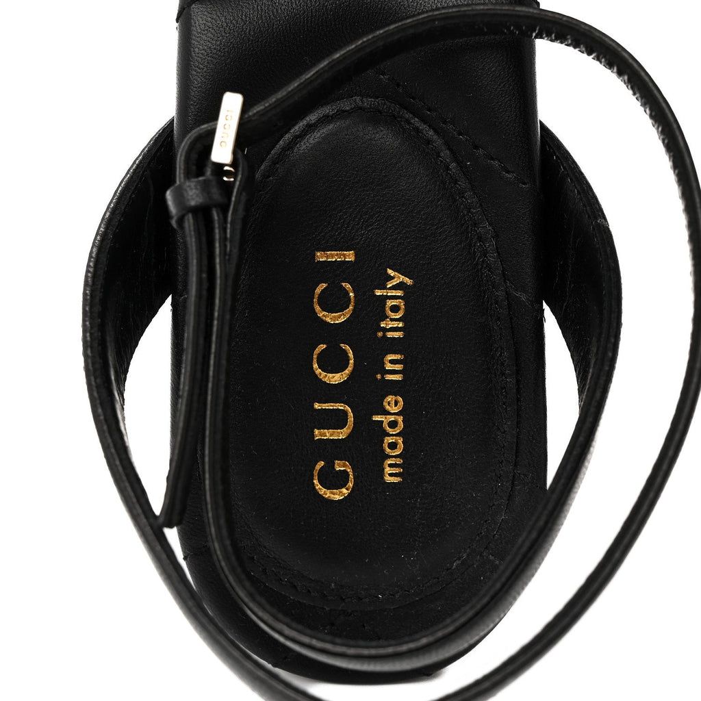 Calfskin GG Charlotte Ankle Wrap 30/85mm Platform Sandals 37.5 Black