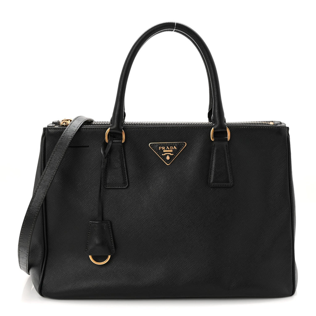 Saffiano Medium Galleria Double Zip Tote Black