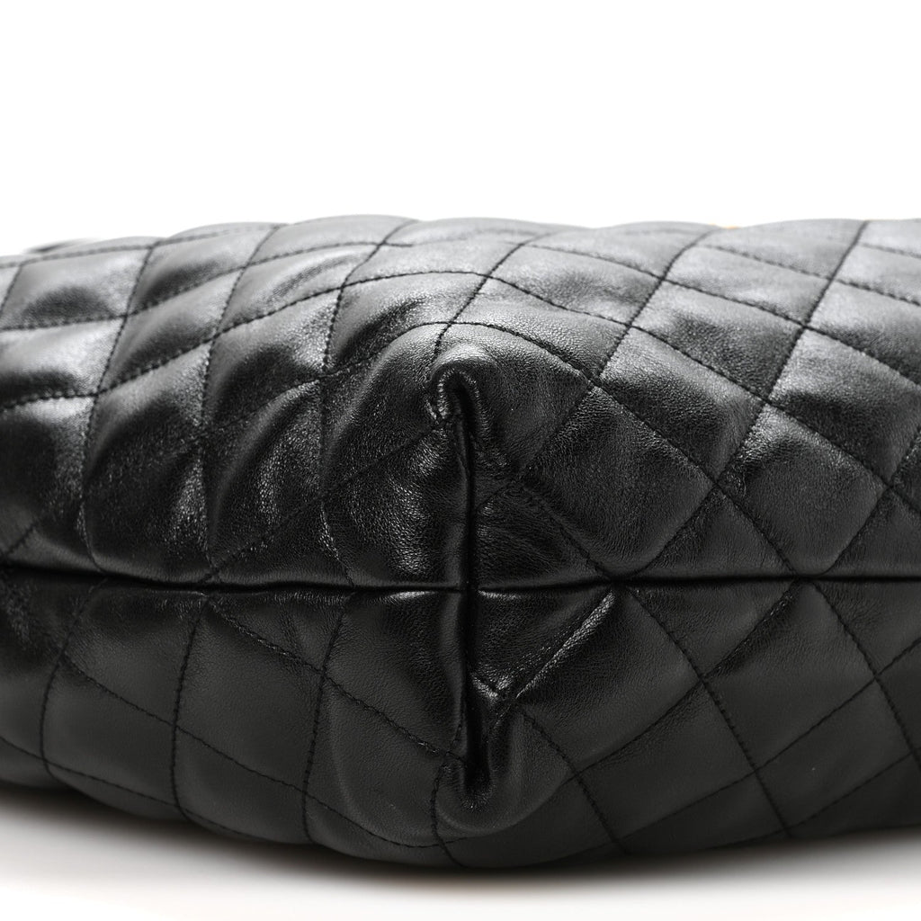 Lambskin Quilted Maxi Icare Shopping Tote Black