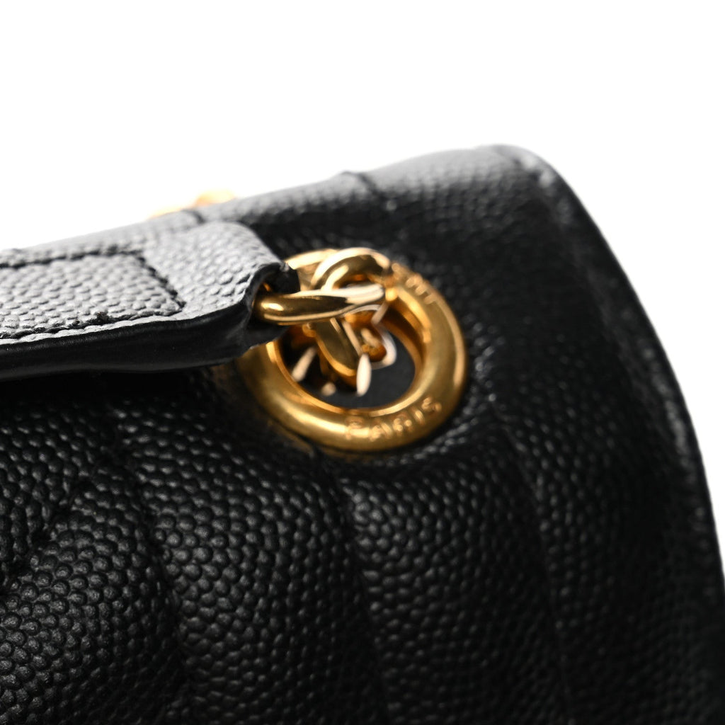 Grain De Poudre Textured Mixed Matelasse Triquilt Medium Monogram Satchel Black