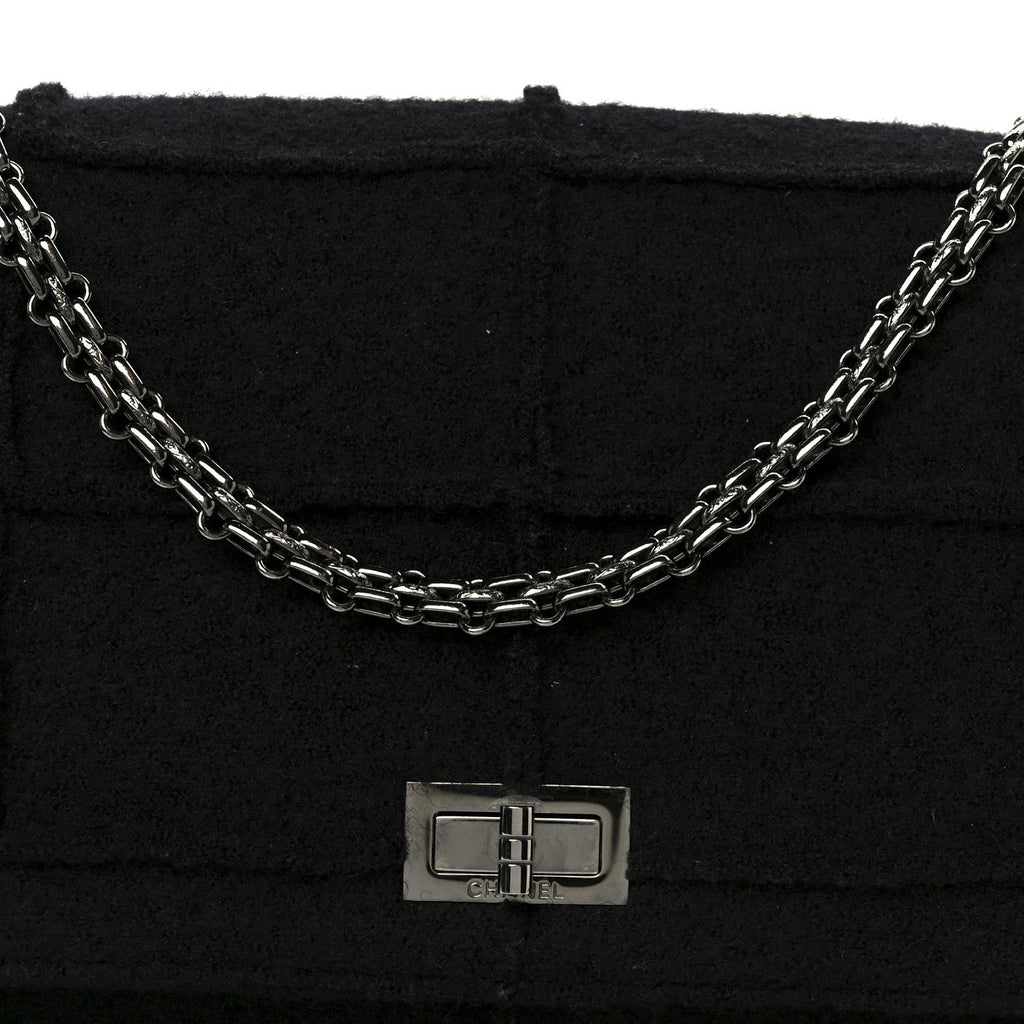 Wool Jumbo Chocolate Bar Mademoiselle Flap Black